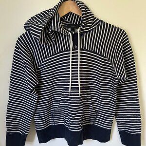 J Crew Navy and White Striped Hoodie - Classic Prep